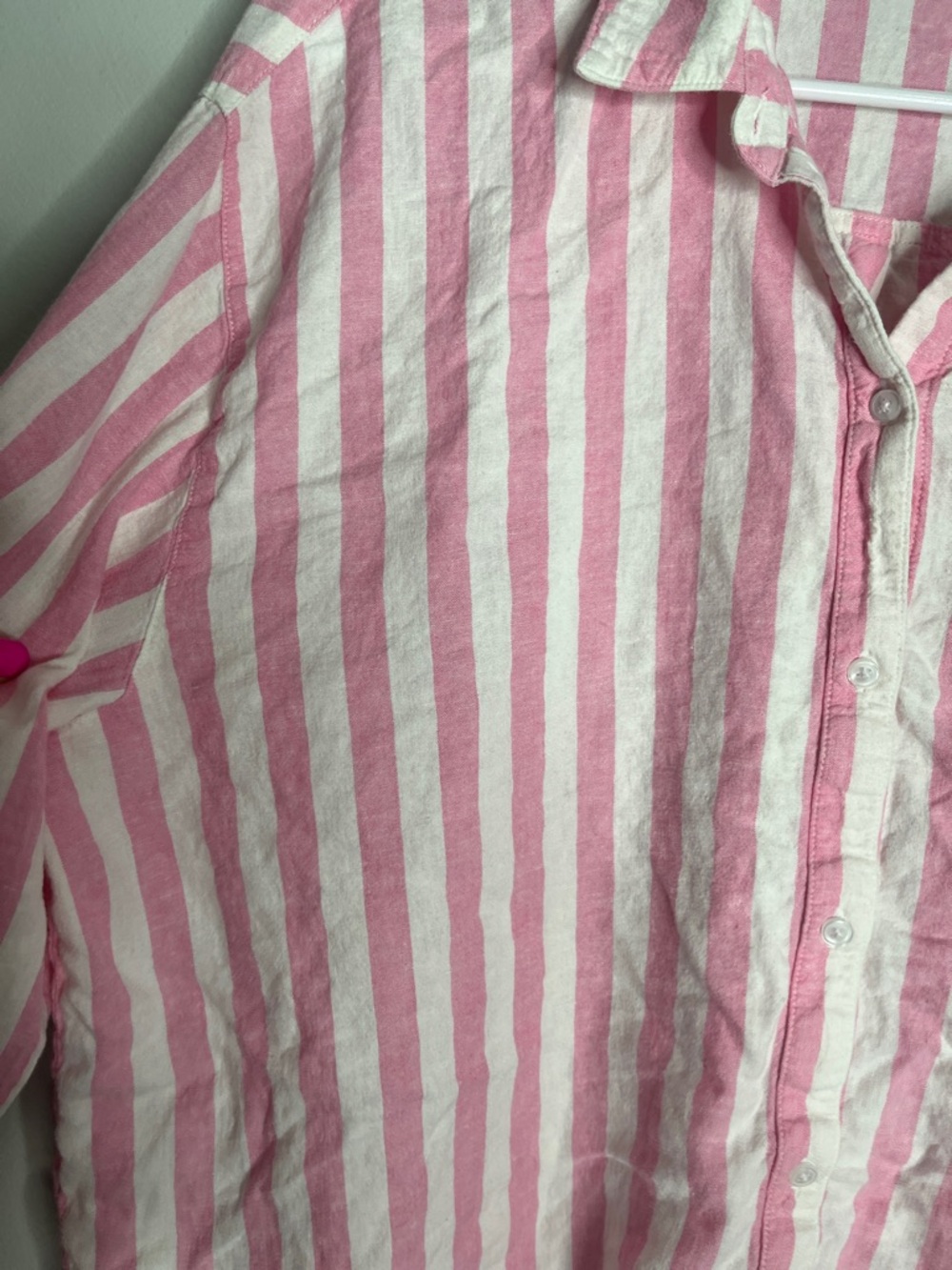 Old Navy Pink and White Stripe Button Down Shirt - Picture 3 of 5